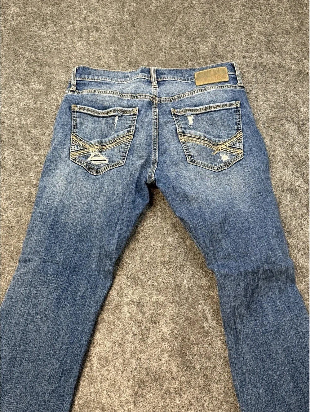 BKE Jake Straight Jeans Mens 32x30 Blue Distressed Ripped Stretch Denim